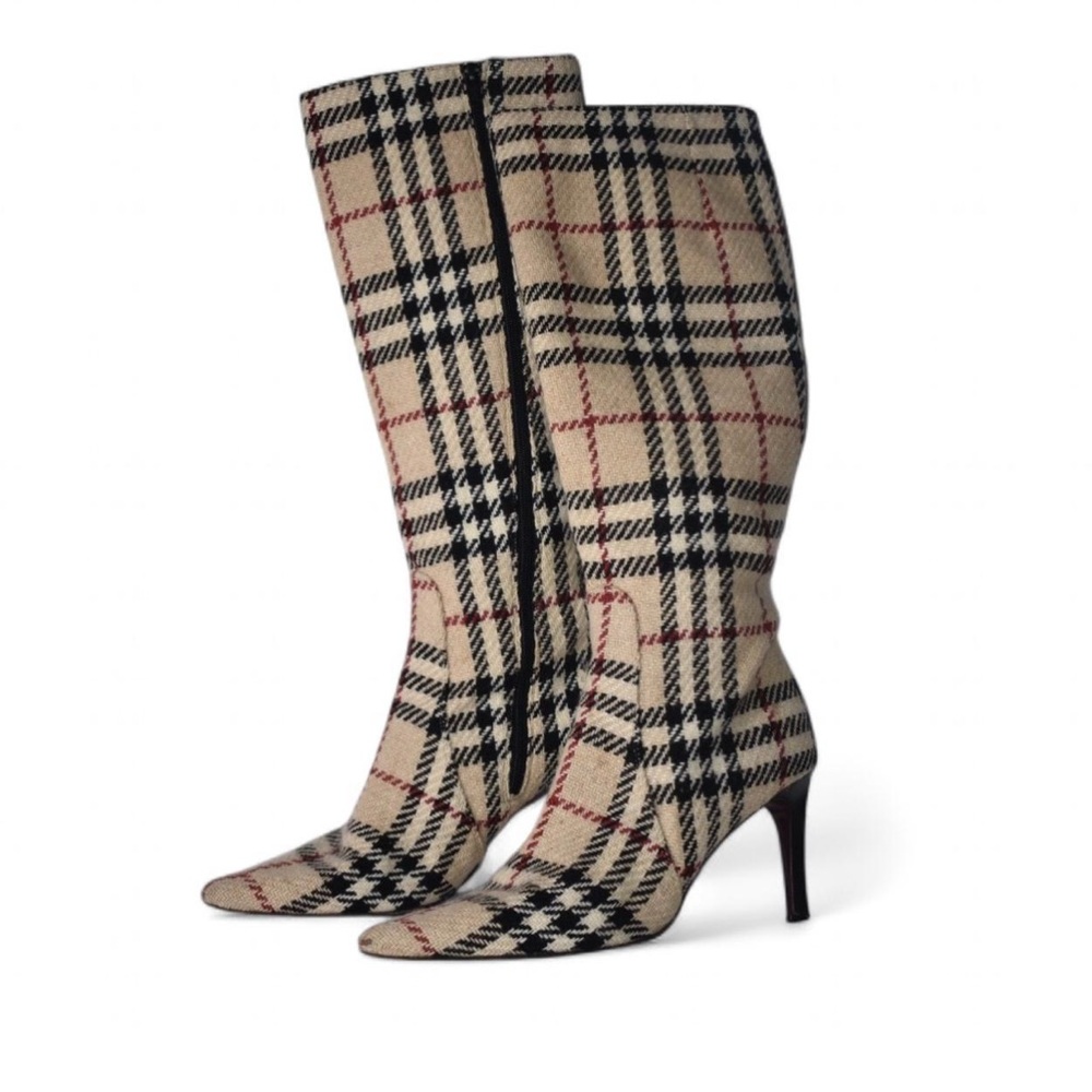 SOLD: Vintage Burberry Nova check knee high boots